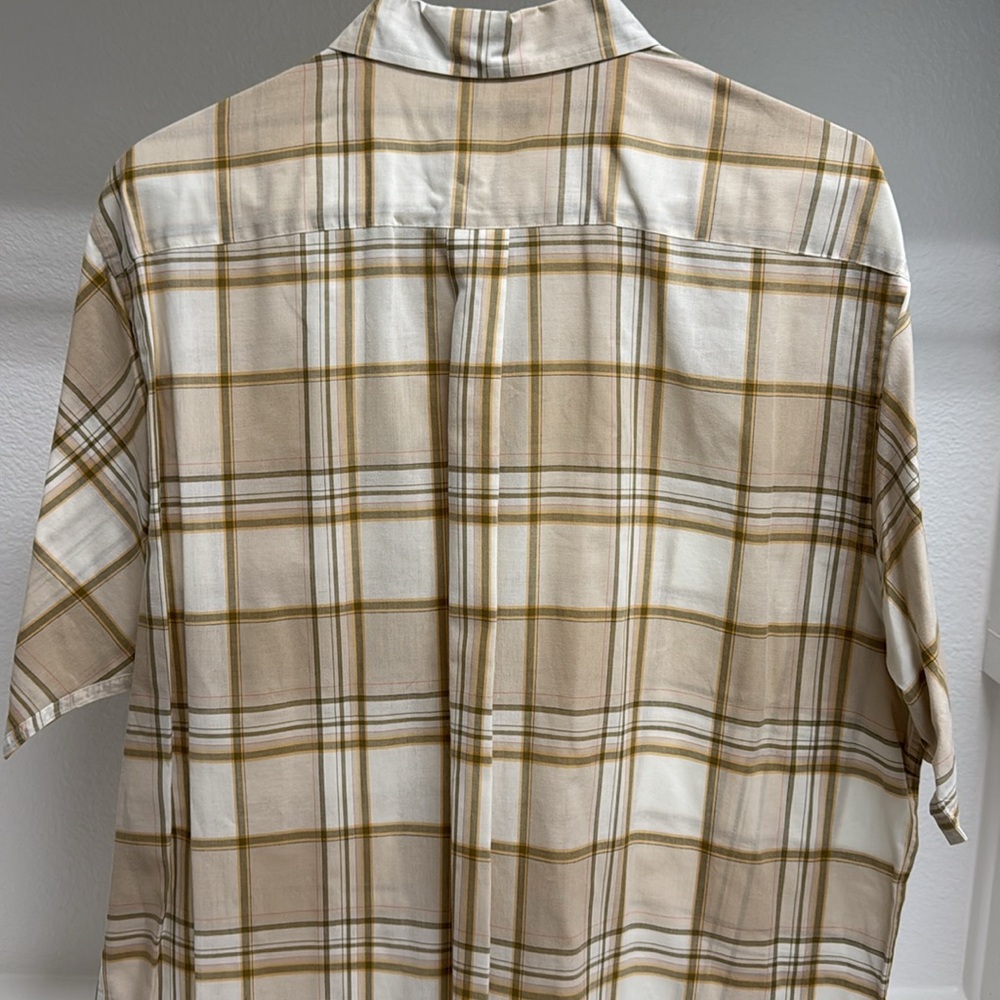 Turnbury Men’s XL‎ Short Sleeve Button Down Tan Plaid Dress Shirt 100% Cotton - Picture 10 of 14